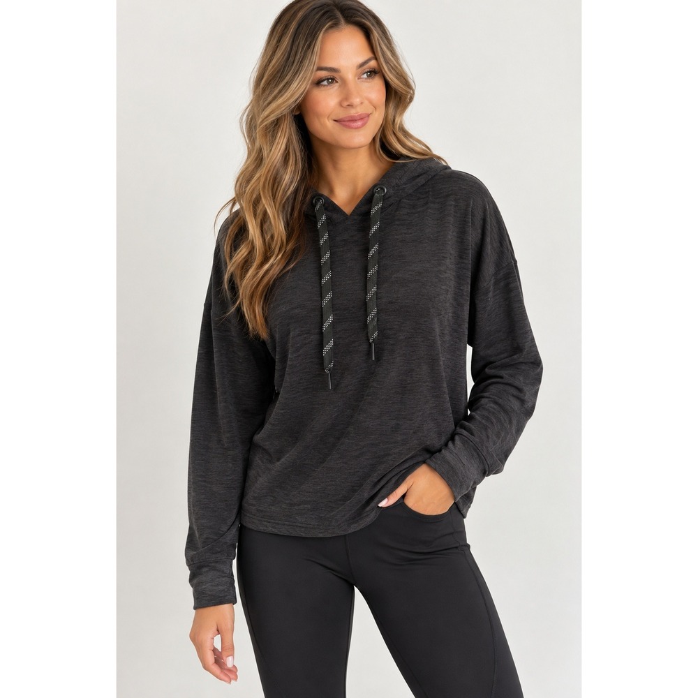 FLX Hoodie Womens XS Athleisure Space Dye Charcoal Gray Travel Leisure Stretch